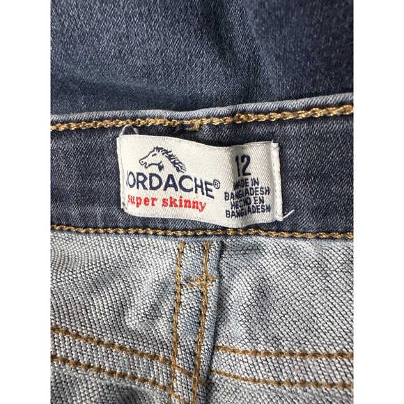 Lot of 3 Jordache Super Skinny Girls Blue Jeans Size 12 Button Fly Stretch Denim - Picture 6 of 12